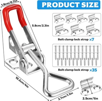 ZAPIĘCIE ZACISKOWE X7 ZATRZASK KOLANKOWY REGULOWANE ZACISKI ZE STALI