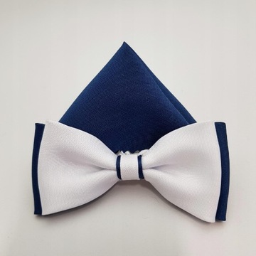 ГАЛСТУК-БАБОЧКА ПРИЧИНЕНИЯ, БЕЛЫЙ И ТЕМНО-СИНИЙ ГАЛСТУК-БАБОЧКА С КАРМАНОМ В Клетку