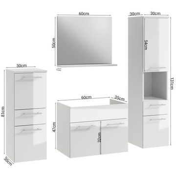 Meble do łazienki biały połysk Rita