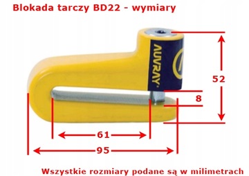 AUVRAY blokada na tarczę BD22 - żółta, średnica bolca 10mm
