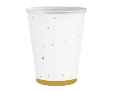 KUBKI PAPIEROWE KUBECZKI W KROPKI ZŁOTE 250ml 6szt