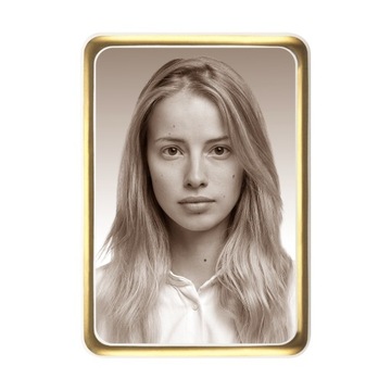 ZDJĘCIE NAGROBKOWE PROSTOKĄT SEPIA ZŁOTA RAMKA 8x10