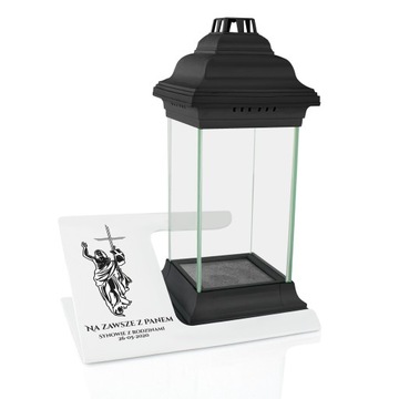ZNICZ LAMPION XXL statuetka na grób z DEDYKACJĄ