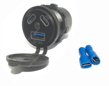 USB-розетка для зарядки QC 3.0 + 2xPD 108 Вт 12 В/24 В