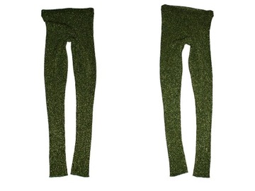 BROKATOWE impreza LEGGINSY zieleń złoto '70s 36