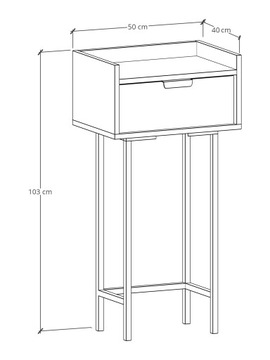 ВМЕСТИМОСТЬ КОНСОЛИ КОМОД С ЯЩИКОМ СТАЛЬНЫЕ НОЖКИ RANT 50CM KS1 SIGI