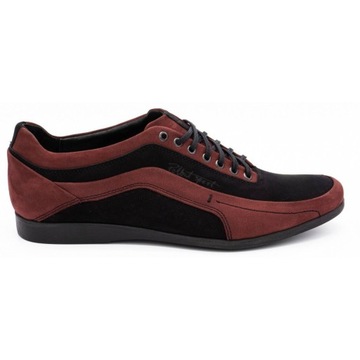 BUTY MĘSKIE CASUAL SKÓRA POLSKIE 2101P BORDO 41
