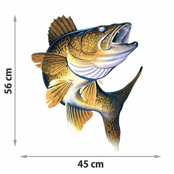 NAKLEJKA SANDACZ RYBY NA ŁÓDKĘ AUTO 45 cm + GRATIS