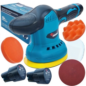 АККУМУЛЯТОРНАЯ ЭКСЦЕНТРИЧЕСКАЯ ПОЛИРОВАЛЬНАЯ МАШИНА +2 аккумулятора 2,0 Ач 12 В 13000 об/мин