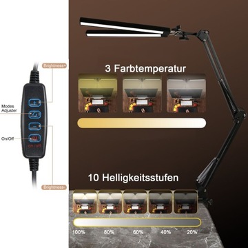 LAMPKA BIURKOWA KREŚLARSKA SZKOLNA BIURKO LED 24W 3000K-6500K