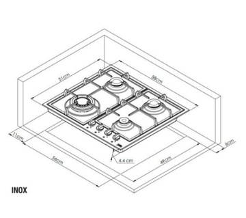 Beko HIYG64225SXOP газовая варочная панель 4 конфорки Сталь