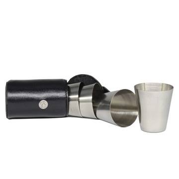 KIELISZKI TURYSTYCZNE METAL ZESTAW 4 SZTUK +ETUI