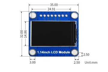 ЖК-дисплей 1,14 дюйма, 240x135 SPi ST7789 ARDUINO STM Rpi
