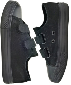 Krótkie trampki na rzepy r26 all black P8-134