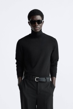 ZARA klasyczny sweter z golfem czarny XL
