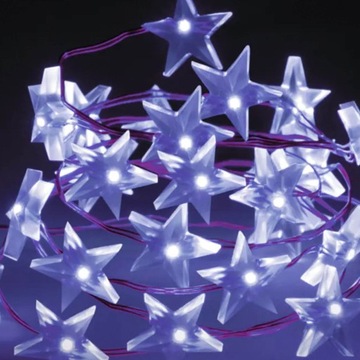 LAMPKI DRUCIKI GWIAZDKI 40 LED ZIMNE NA BATERIE