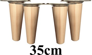 NOGI NÓŻKI drewniane zwężane 35cm 4szt + blachy