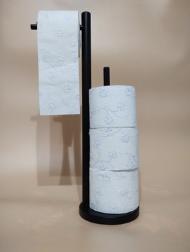 CZARNY STOJAK NA PAPIER TOALETOWY + 4 ROLKI GRATIS