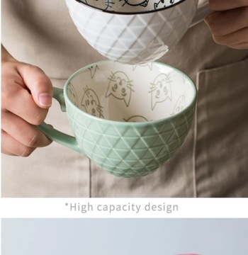 400 мл керамическая чашка для воды, милая мультяшная кружка с котом, большая емкость для завтрака
