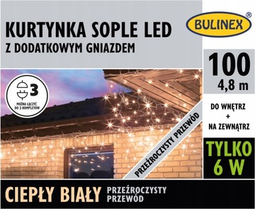 KURTYNA SOPLE BULINEX 100LED W/Z 4,8 BIAŁY CIEPŁY