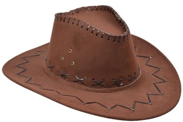 Kapelusz kowboja welurowy brązowy
