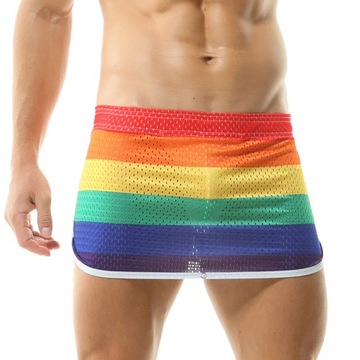 Men Sexy Breathable Mesh Elastic Shorts Skirts,M