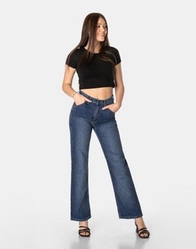 Szwedy Spodnie Damskie Jeans Szerokie Luźne Nogawki i Wysoki Stan J105L W29