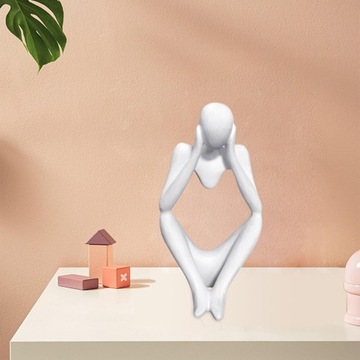 Абстрактный мыслитель, большая белая резная коллекционная вещь, работающая обеими руками.