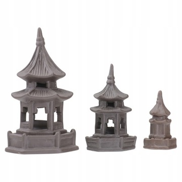 3 sztuk Figurka Pagoda statua małe
