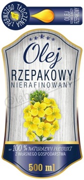 OLEJ RZEPAKOWY - Etykieta 500ml, naklejka 12 szt