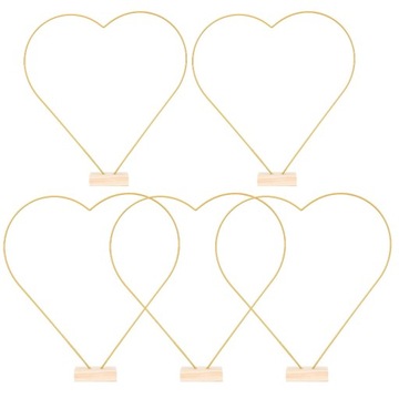 5x Metalowe obręcze w kwiaty Złote pierścionki w kształcie obręczy Art Macrame Ręcznie robione serce Wysokość 30 cm