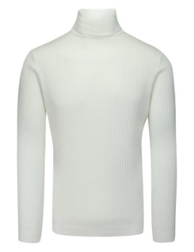 Biały (kość słoniowa) Prążkowany Golf SLIM - L