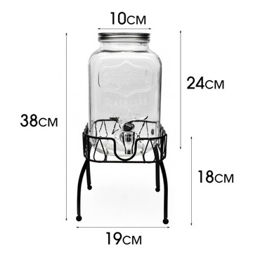 SŁÓJ Z KRANIKIEM I STOJAKIEM 4L SŁOIK NA STOJAKU DYSTRYBUTOR NA LEMONIADĘ