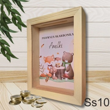 3D деревянная копилка со стеклом, персонализированная с именем, отличный подарок