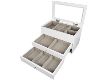 BIAŁA Szkatułka Organizer na biżuterię - 16x26 cm