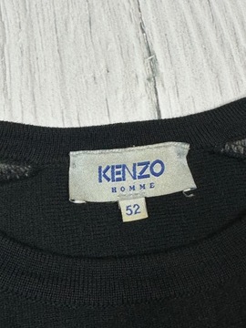 KENZO HOMME Vintage Wełniany Sweter Męski 100% Merino Wool Czarny r. 52