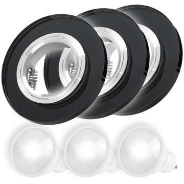 3x OCZKO SUFITOWE LED OPRAWKA HALOGENOWA RAMKA KRYSZTAŁ SZKŁO+ ŻARÓWKA GU10