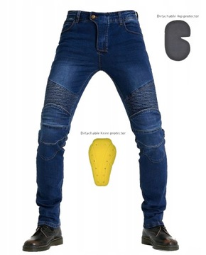 SPODNIE MOTOCYKLOWE BOJÓWKI MĘSKIE JEANSY KEVLAR S-XXXL