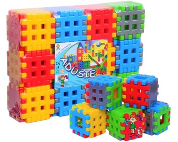 Klocki konstrukcyjne WAFLE ADUSIE 72 el. KOSTKA