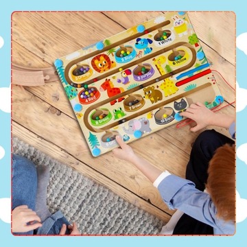 ДЕРЕВЯННЫЙ МАГНИТНЫЙ ЛАБИРИНТ МОНТЕССОРИ ИЗУЧАЕМ ЦВЕТА И СЧЕТ