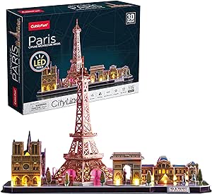 3D ПАЗЛ СВЕТОДИОДНЫЙ - CUBIC FUN - 115 шт. - Модель архитектуры CityLine – ПАРИЖ