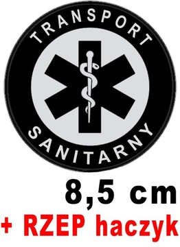 TRANSPORT SANITARNY naszywka z nadrukiem odblaskowym emblemat 8,5cm + RZEP