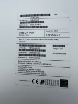 Apple iMac 27 дюймов / 3,6 ГГц Core i9