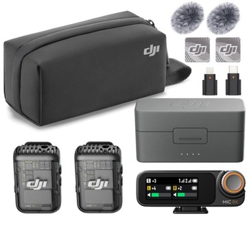 POWIĘKSZONY ZESTAW DJI MIC 2 Bezprzewodowy System Audio 2 TX + 1 RX + Etui