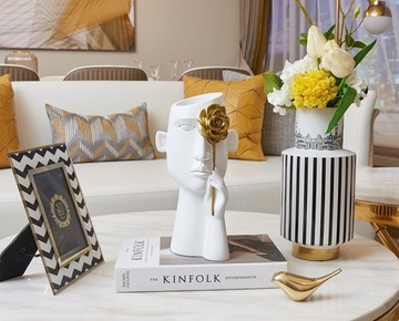 OSŁONKA FLAKON WAZON TWARZ GŁOWA DONICA doniczka 7808-89 WHITE FACE