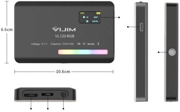 Светодиодная лампа 120 Ulanzi VL120 RGB CRI 95+ Аккумулятор 31000 мАч Видео ВЛОГ