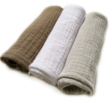 pieluszki muślinowe GOTS 30x30 cm kolory/3sztuki