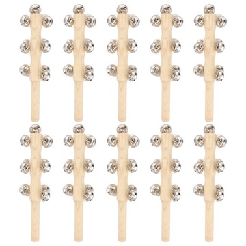 DZWONKI DLA DZIECI DREWNIANA GRZECHOTKA W PODSTAWOWYM KOLORIE