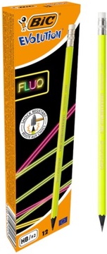 OŁÓWEK Z GUMKĄ BIC EVOLUTION HB ECOLUTIONS FLUO - 12 SZTUK