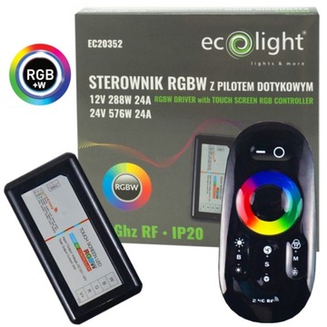 ZESTAW STEROWNIK LED RGBW CZARNY Z PILOTEM RADIOWYM DO TAŚM RGBW 12V/24V